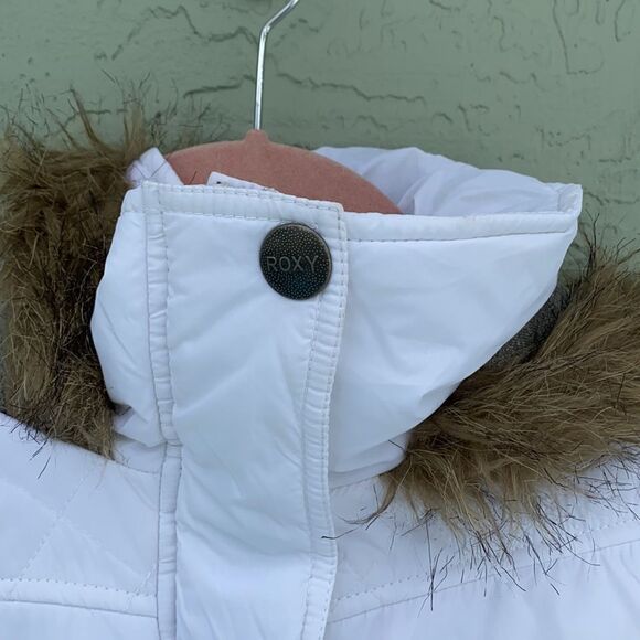 ROXY White Snow Puffer Hooded Jacket Sz M - Picture 8 of 16